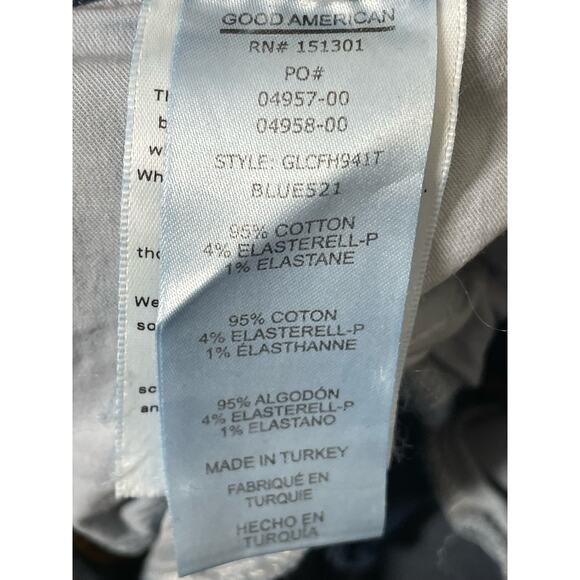 Good American Skinny Jeans Good Legs Cropped Fray Raw Hem Size 14 32 Distressed - Picture 5 of 6